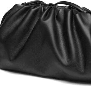 Dressy Pleated Vegan Leather Clutch Purse Super Soft Cloud Dumpling Clutch Bag f